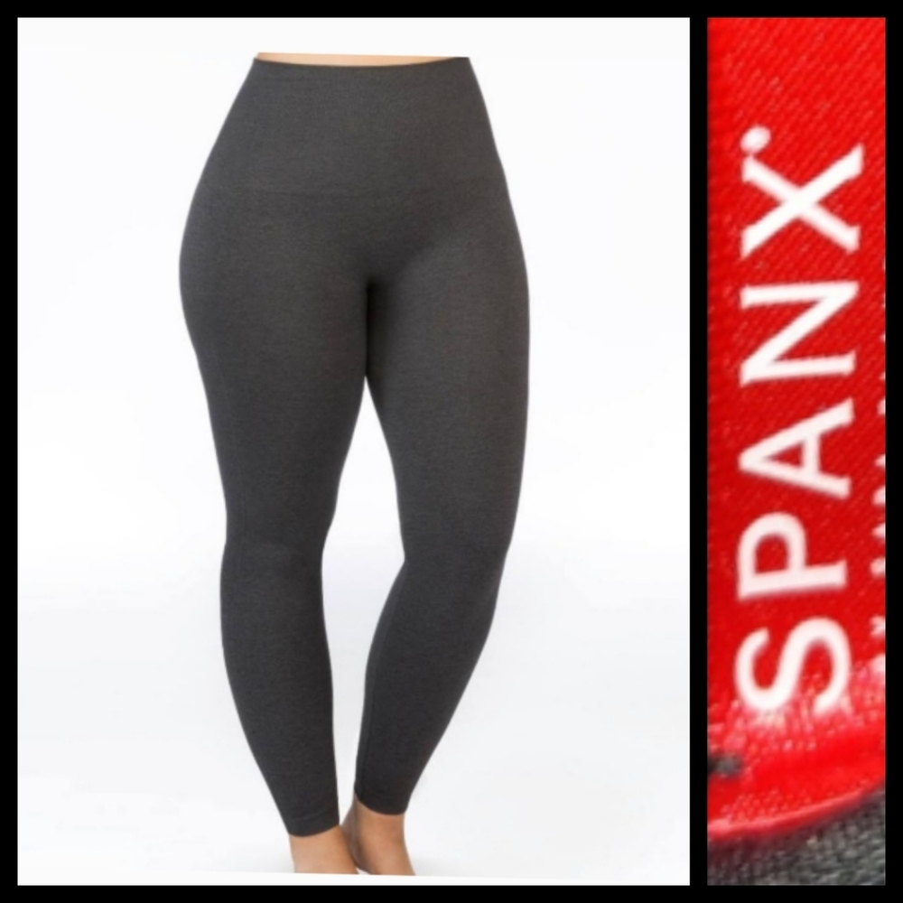 NWT Spanx Look at me Now Seamless Leggings Charcoal Size 1X NEW●